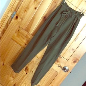 ASOS Obi Tie Peg Leg Olive Green Pants
